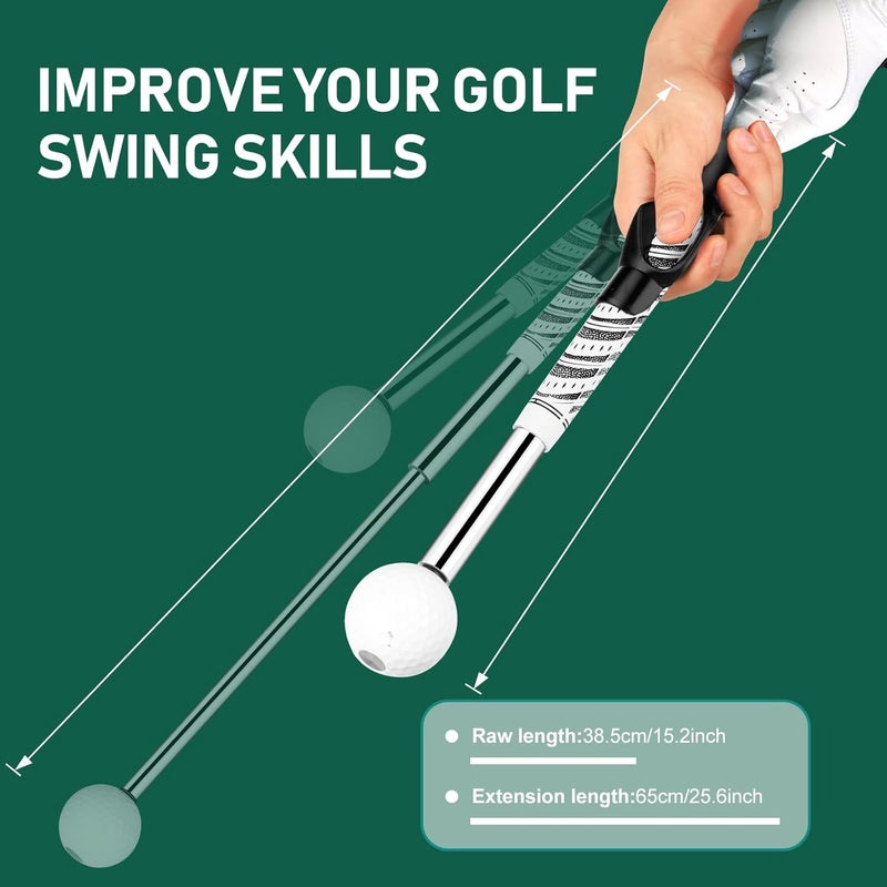 KALAUTO Golf Grip Swing Training Aid - Retractable Click Club Trainer Indoor Practice Warm Up Stick Flexible Telescopic Short Club Tempo Sound Release Trainer Devices - Image 4